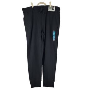 Berkley Jensen Mens Fleece Jogger Pants Drawstring Cotton Blend Black XXL NWT